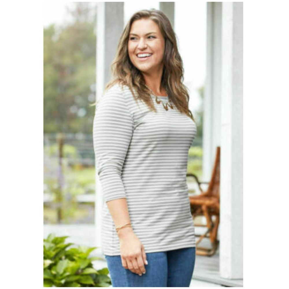 Matilda Jane Measure in Love Gray Striped Top